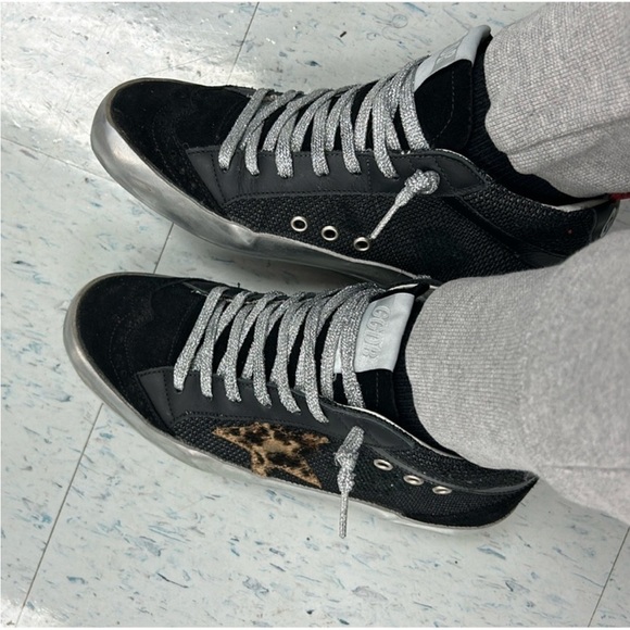 NIB Women's Golden Goose Mid/Star Double Quarter Snkr, Leopard Stars, Sz. 37 - Picture 5 of 6